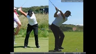 Jon Rahm golf swing  Long Iron faceon amp downtheline July 2017 [upl. by Neeneg202]