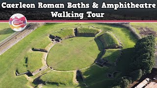 CAERLEON ROMAN BATHS amp AMPHITHEATRE WALES  Walking Tour  Pinned on Places [upl. by Akcemat]