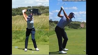 Justin Thomas golf swing  Long Iron faceon amp downtheline July 2017 [upl. by Wyck]