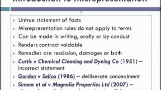 Misrepresentation Lecture 1 of 4 [upl. by Cykana]